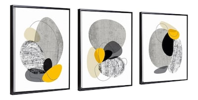 Foto 4 | Set Cuadros Decorativos Abstractos Amarillo Gris Canvas Mate