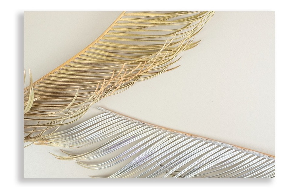 Foto 1 | Cuadro Hoja Palmera Dorado Y Plata Canvas Grueso 95x140cm Color Multicolor Armazón Bastidor