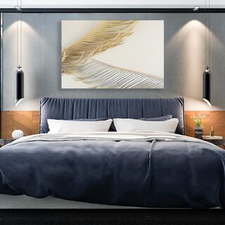 Foto 2 | Cuadro Hoja Palmera Dorado Y Plata Canvas Grueso 95x140cm Color Multicolor Armazón Bastidor