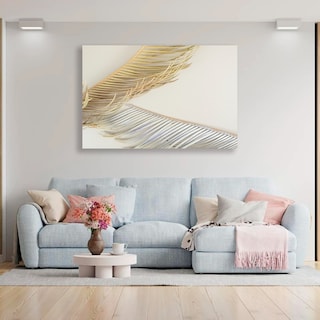 Foto 4 | Cuadro Hoja Palmera Dorado Y Plata Canvas Grueso 95x140cm Color Multicolor Armazón Bastidor