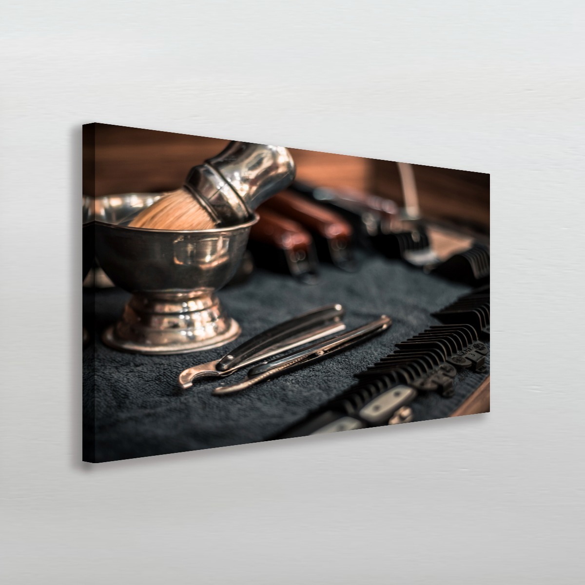 Foto 4 pulgar | Cuadro Barberia Navaja Vintage Canvas Grueso 60x90cm Barber Color Multicolor Armazón Bastidor