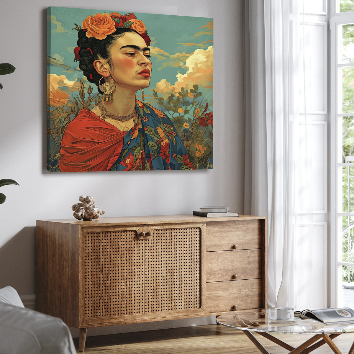 Foto 3 pulgar | Cuadro Canvas Frida Kahlo Decoración Mexicana 80x80cm Hd