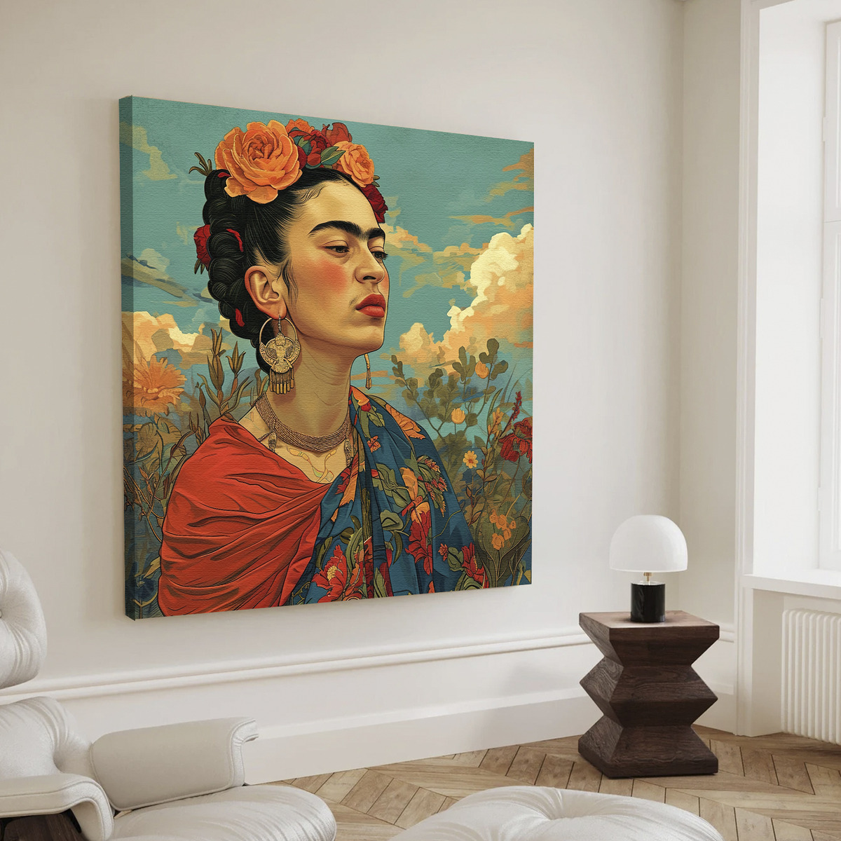 Foto 4 pulgar | Cuadro Canvas Frida Kahlo Decoración Mexicana 80x80cm Hd