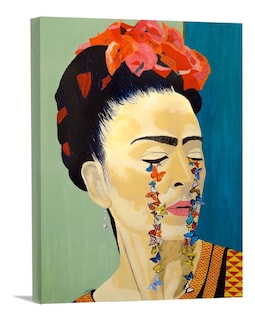 Foto 2 | Cuadro Frida Kahlo Mariposas Moderno Canvas Estilo Oleo Hd Color Multicolor Armazón Bastidor De Madera