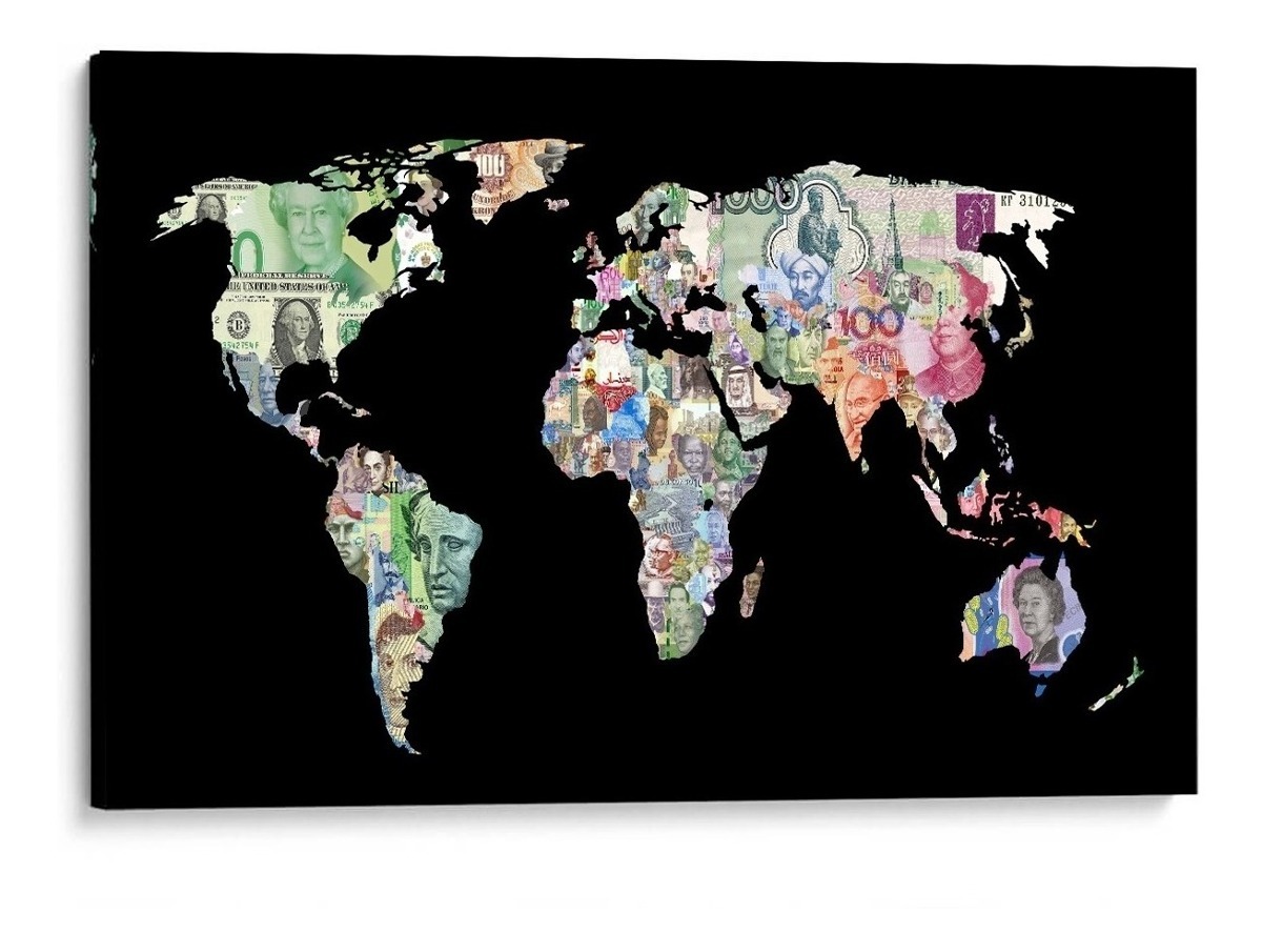Foto 2 pulgar | Cuadro Canvas Mapa Del Dinero Billetes Del Mundo Money Hd Lienzo Tipo Galeria Montado En Bastidor Opcion De Enmarcado Co