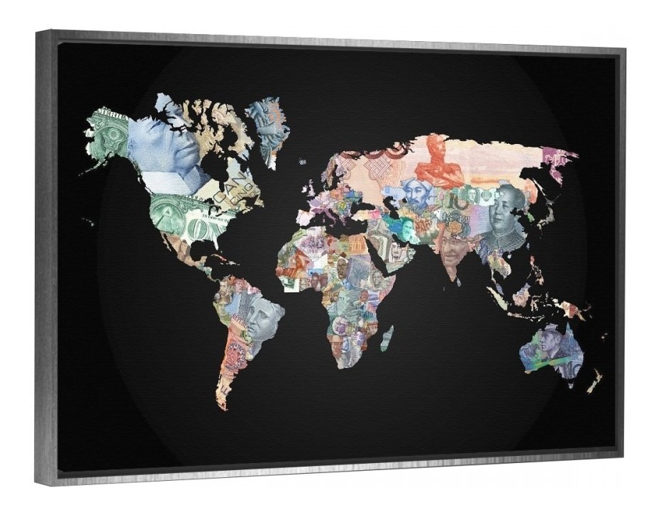 Foto 4 pulgar | Cuadro Canvas Mapa Del Dinero Billetes Del Mundo Money Hd Lienzo Tipo Galeria Montado En Bastidor Opcion De Enmarcado Co