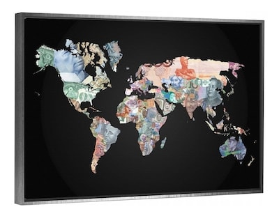 Foto 3 | Cuadro Canvas Mapa Del Dinero Billetes Del Mundo Money Hd Lienzo Tipo Galeria Montado En Bastidor Opcion De Enmarcado Co