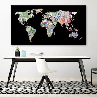 Foto 5 | Cuadro Canvas Mapa Del Dinero Billetes Del Mundo Money Hd Lienzo Tipo Galeria Montado En Bastidor Opcion De Enmarcado Co