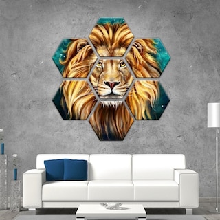 Foto 2 | Cuadros Decorativos Hexagonales Set Moderno Leon En Canvas