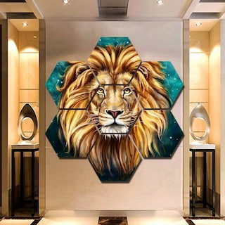Foto 4 | Cuadros Decorativos Hexagonales Set Moderno Leon En Canvas