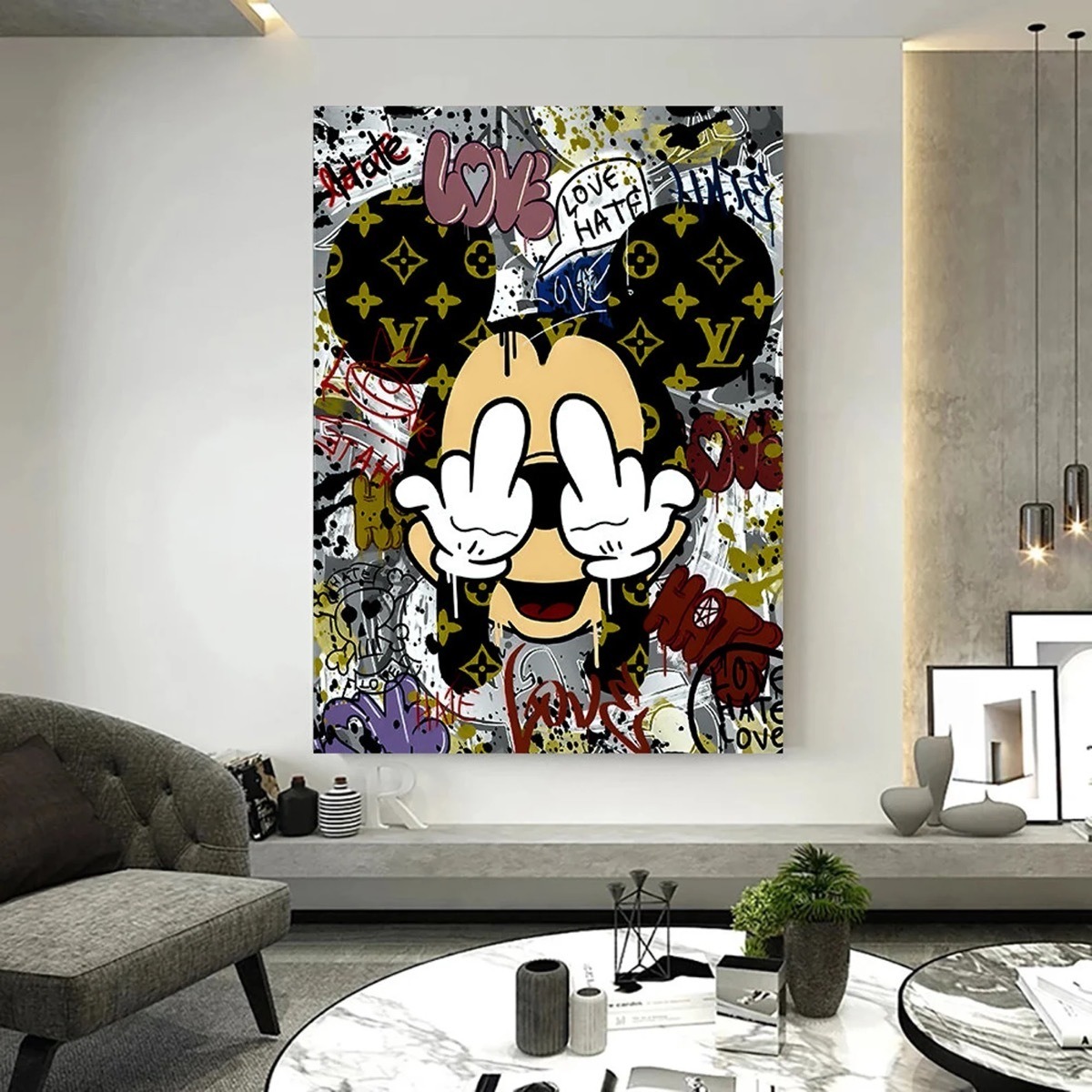 Foto 3 pulgar | Cuadro Mickey Mouse Graffiti Canvas Grueso 70x100 Hd Premium