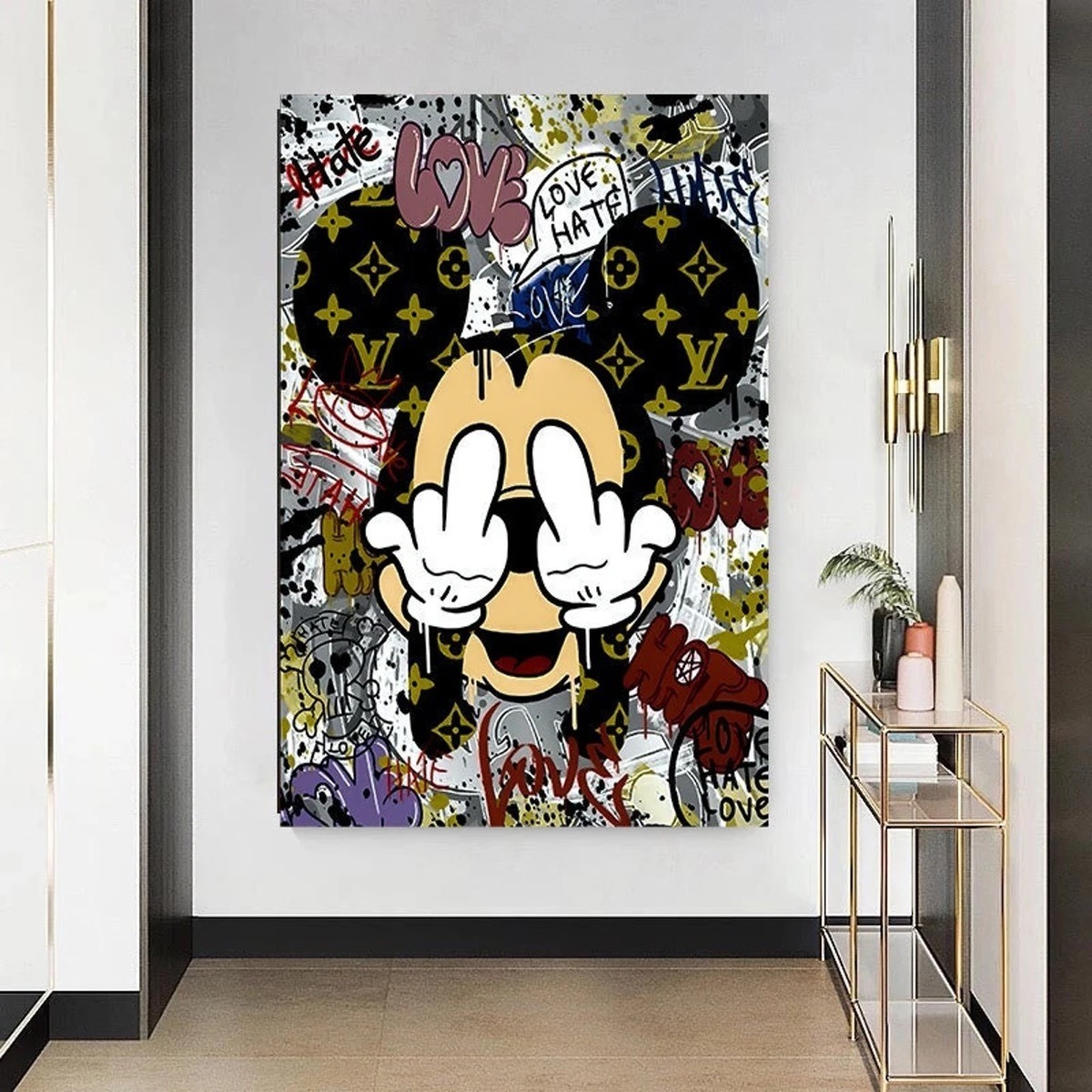 Foto 5 pulgar | Cuadro Mickey Mouse Graffiti Canvas Grueso 70x100 Hd Premium