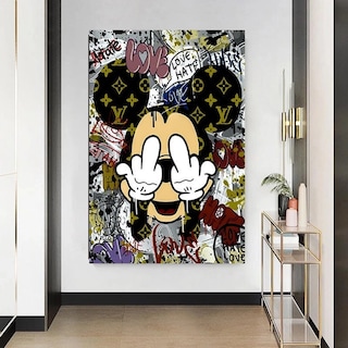 Foto 4 | Cuadro Mickey Mouse Graffiti Canvas Grueso 70x100 Hd Premium