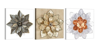 Foto 1 | Set De 3 Cuadros Decorativos Para Sala Recamara, Flor Metal