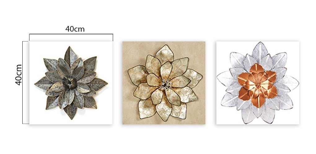Foto 3 pulgar | Set De 3 Cuadros Decorativos Para Sala Recamara, Flor Metal