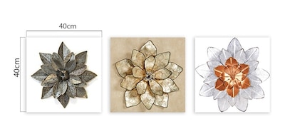 Foto 2 | Set De 3 Cuadros Decorativos Para Sala Recamara, Flor Metal
