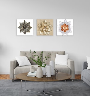Foto 3 | Set De 3 Cuadros Decorativos Para Sala Recamara, Flor Metal