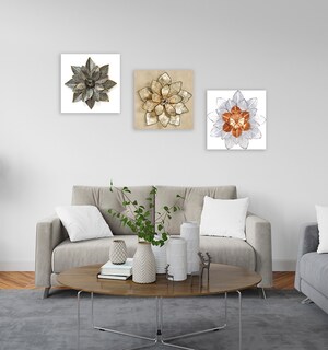 Foto 4 | Set De 3 Cuadros Decorativos Para Sala Recamara, Flor Metal