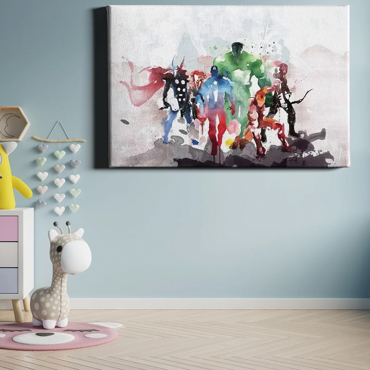 Foto 2 pulgar | Cuadro Canvas Marvel Avengers Acuarela Arte Decoración Niños Color Marvel Avengers Watercolor Armazón Bastidor