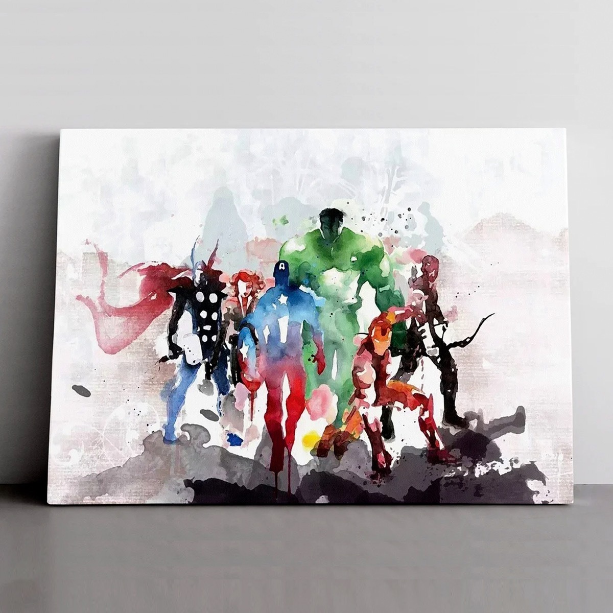 Foto 3 pulgar | Cuadro Canvas Marvel Avengers Acuarela Arte Decoración Niños Color Marvel Avengers Watercolor Armazón Bastidor