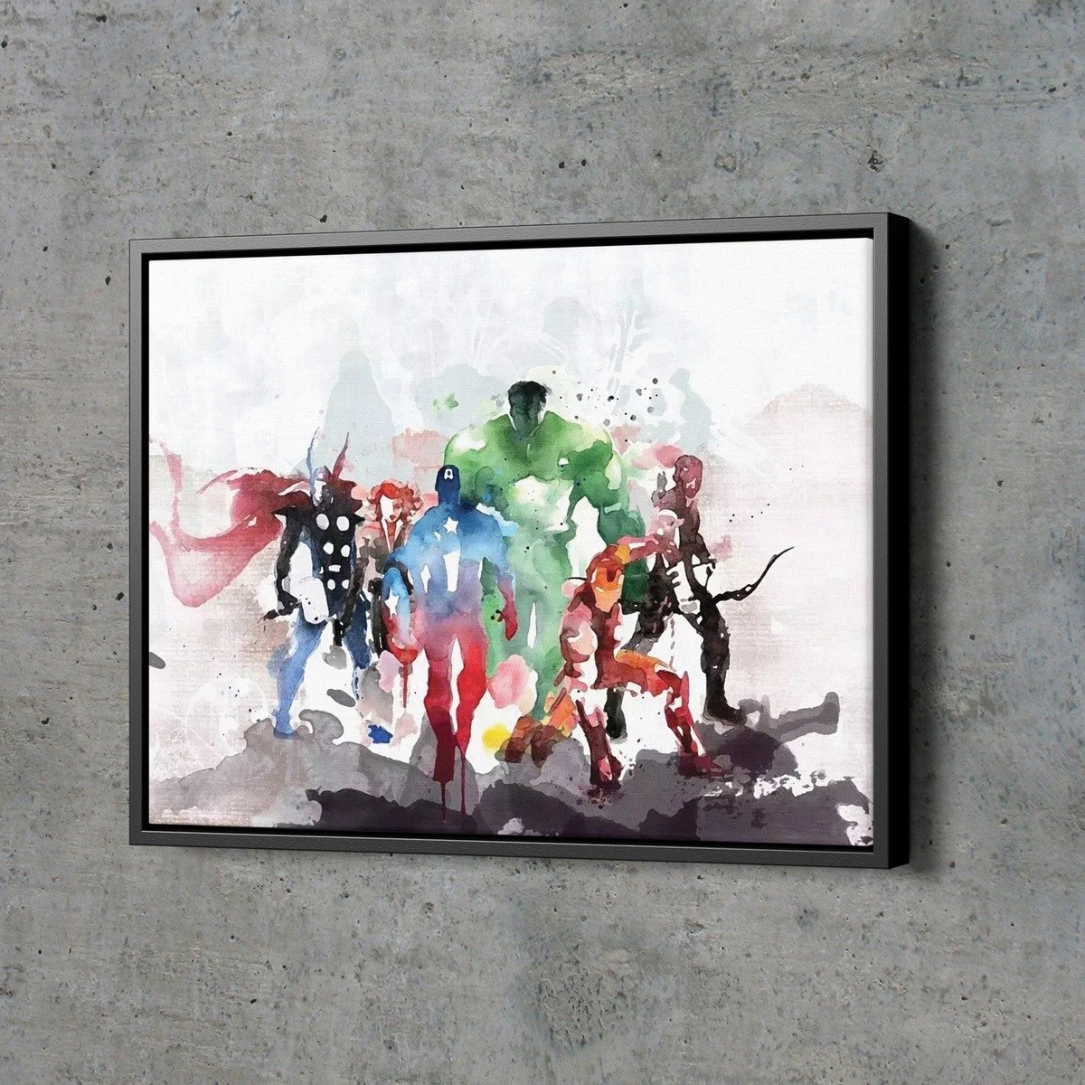 Foto 5 pulgar | Cuadro Canvas Marvel Avengers Acuarela Arte Decoración Niños Color Marvel Avengers Watercolor Armazón Bastidor