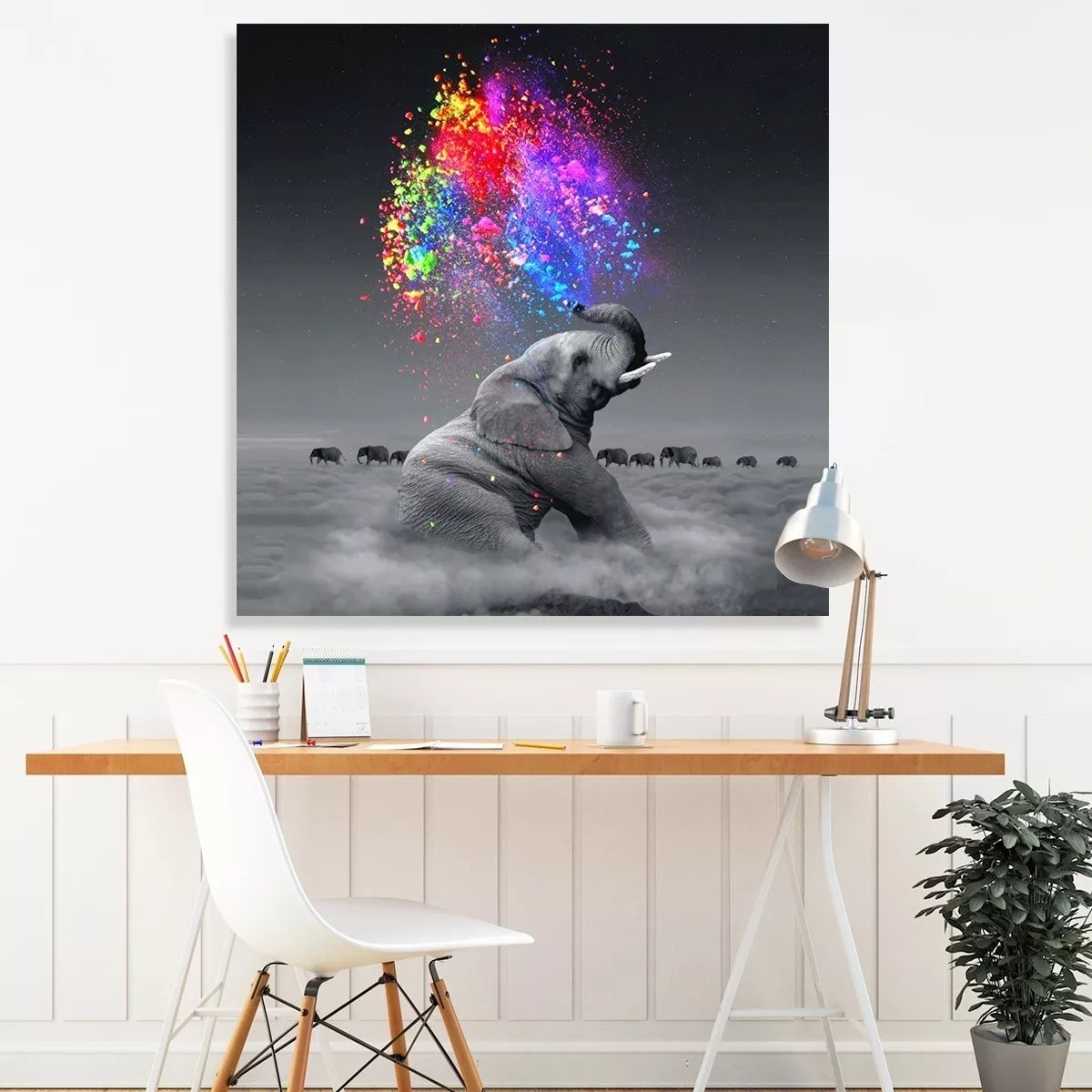 Foto 5 pulgar | Cuadro Elefante Colores Moderno En Lienzo Canvas Envío Grati