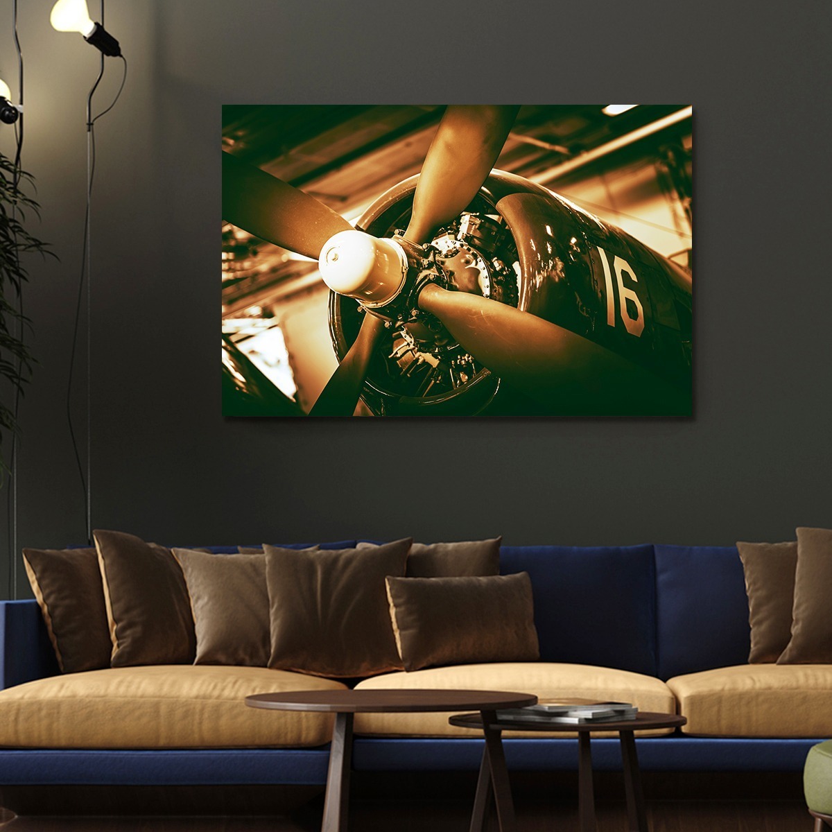 Foto 2 pulgar | Cuadros Canvas Metalizado Avioneta Hélice Antiguo 60x90cm