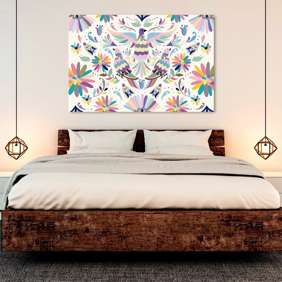Foto 3 pulgar | Cuadro Decorativo Arte Mexicano Huichol Otomí  Lienzo Canvas Artístico No Sintético Tintas Ecologica