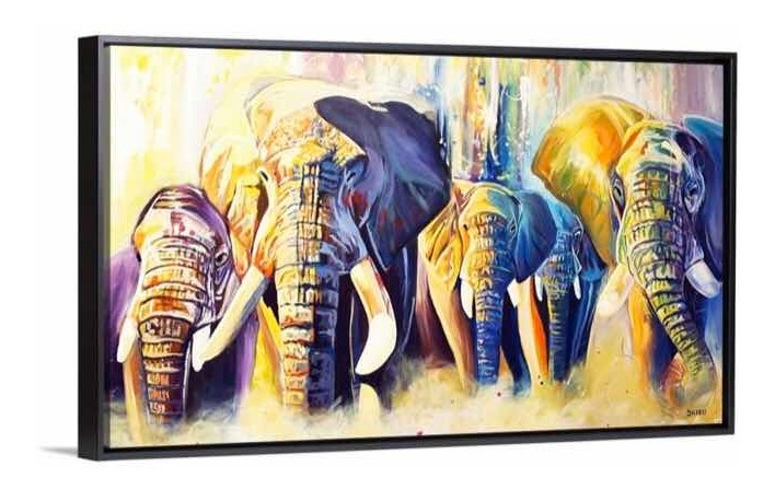 Foto 5 pulgar | Cuadro Canvas Familia De Elefantes 1x.60 M Acuarela Colores Moderno Listo Para Colgar Materiales De Calidad No Sintetico