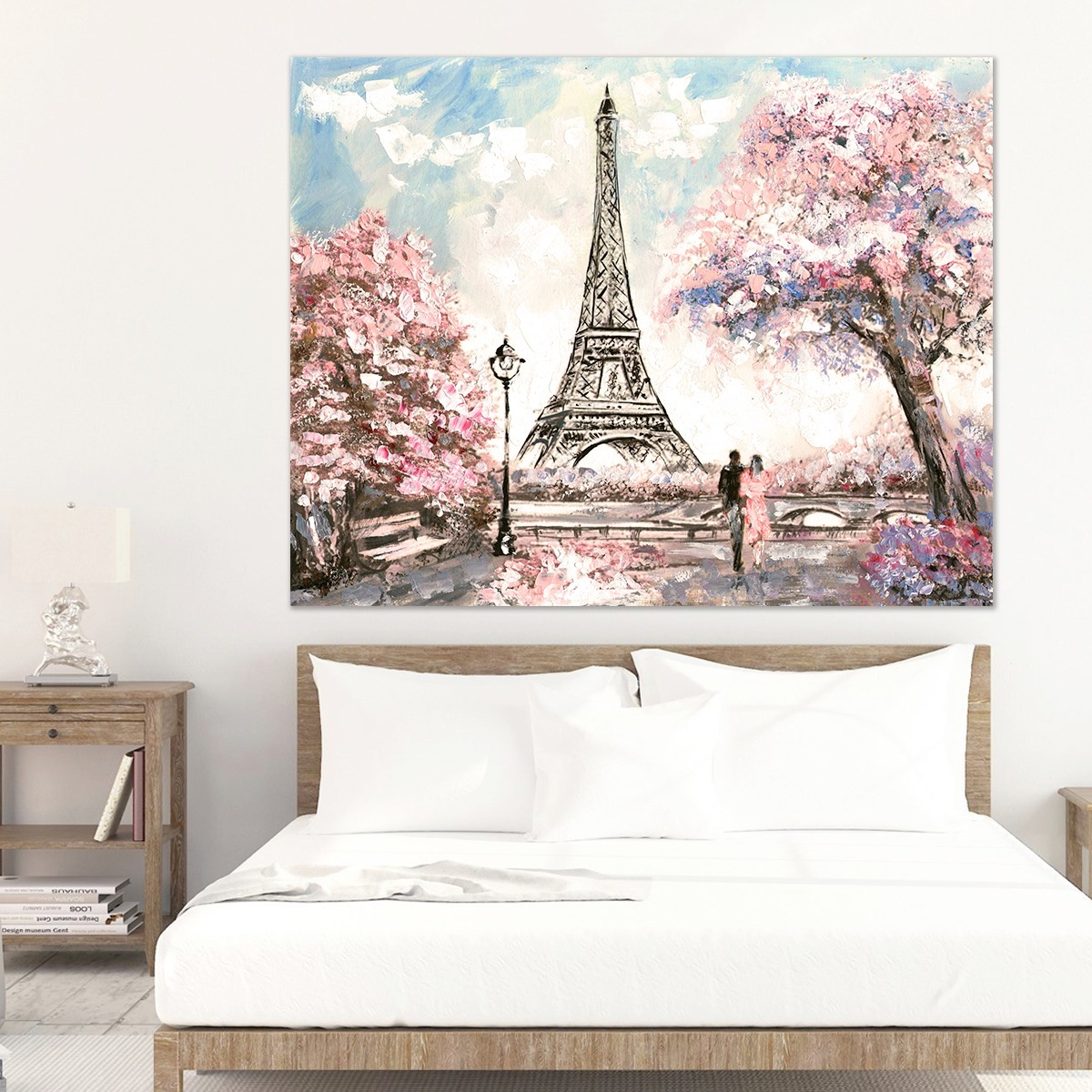 Foto 4 pulgar | Cuadro Canvas Paisaje Paris Rosa Tipo Oleo Grande Decorativo