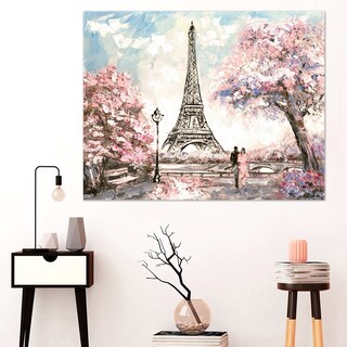 Foto 5 | Cuadro Canvas Paisaje Paris Rosa Tipo Oleo Grande Decorativo