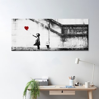 Foto 2 | Cuadro Banksy Niña Globo Rojo Arte Moderno Lienzo Canvas