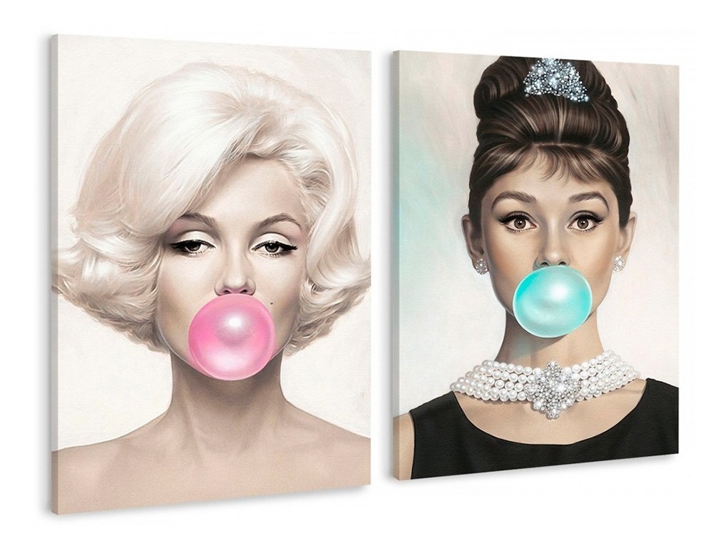 Set Cuadros Marilyn Monroe Y Audrey Hepburn Bubble Gum Chicl