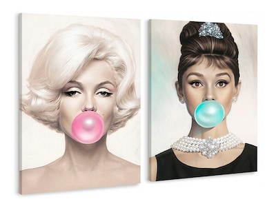 Foto 1 | Set Cuadros Marilyn Monroe Y Audrey Hepburn Bubble Gum Chicl