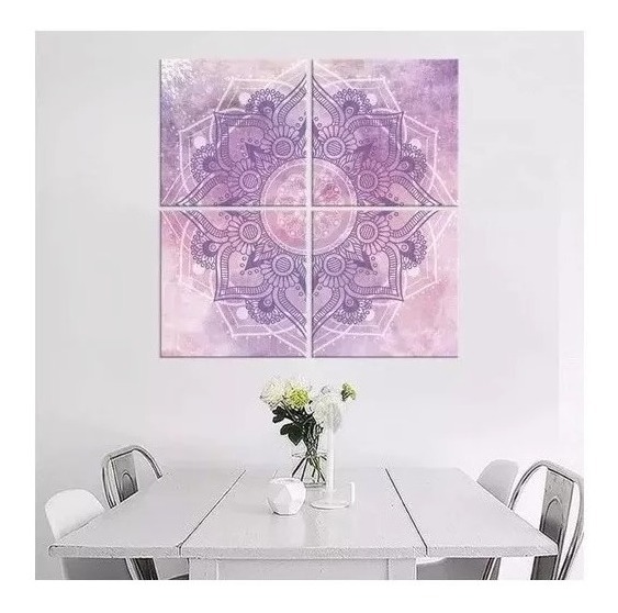 Foto 2 pulgar | Cuadros Sala Mandalas En Lienzo Canvas Decorativos 2 Tonos