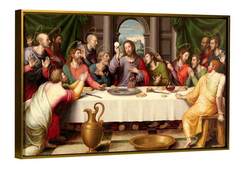 Foto 4 pulgar | Cuadro Ultima Cena Con Nombres Apostoles En Lienzo Canvas Color Multicolor