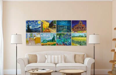 Foto 4 | Set 8 Cuadros Arte Van Gogh En Lienzo Canvas Con Bastidor