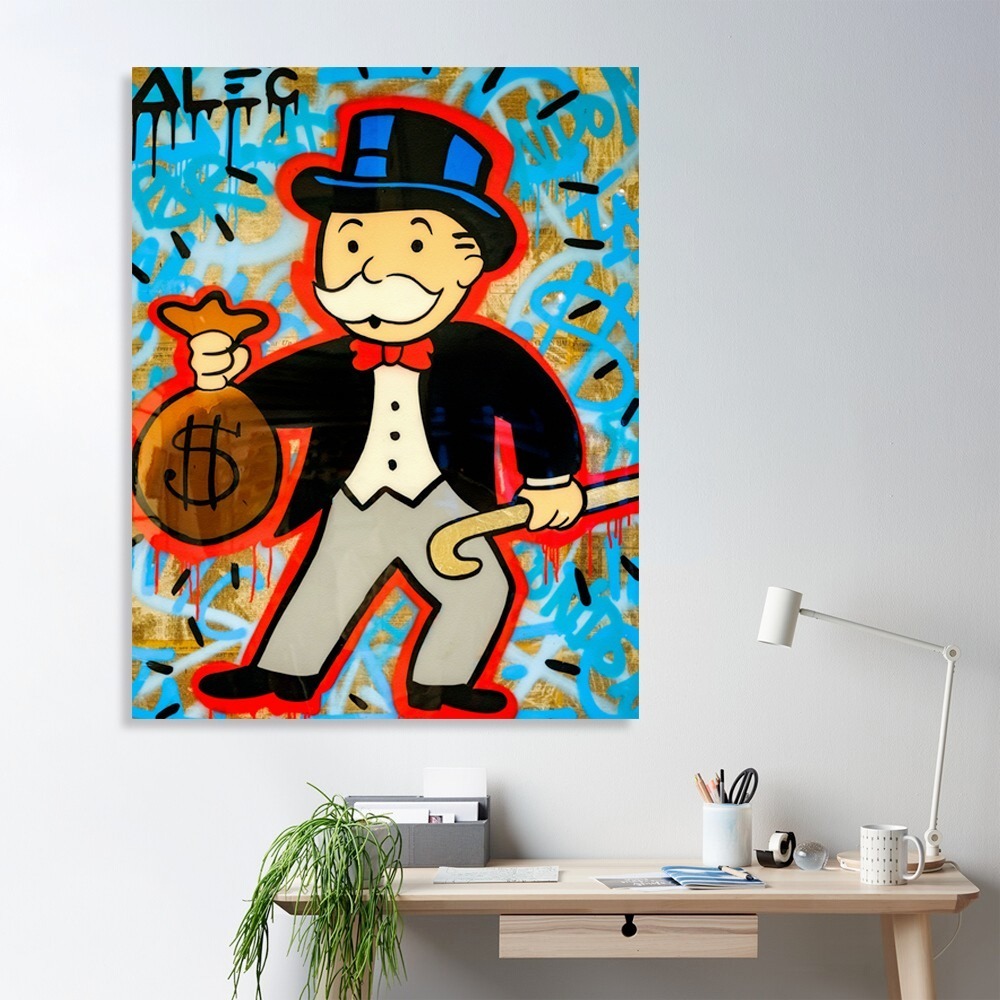 Foto 3 pulgar | Cuadros Alec Monopoly En Canvas Graffiti Art Urban Modernos