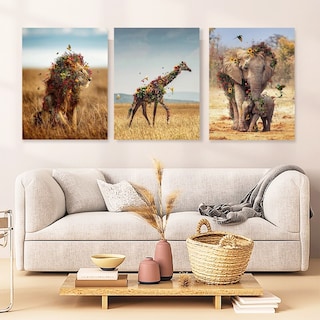Foto 2 | Cuadros Decorativos Animales León Elefante Jirafa Canvas 4k
