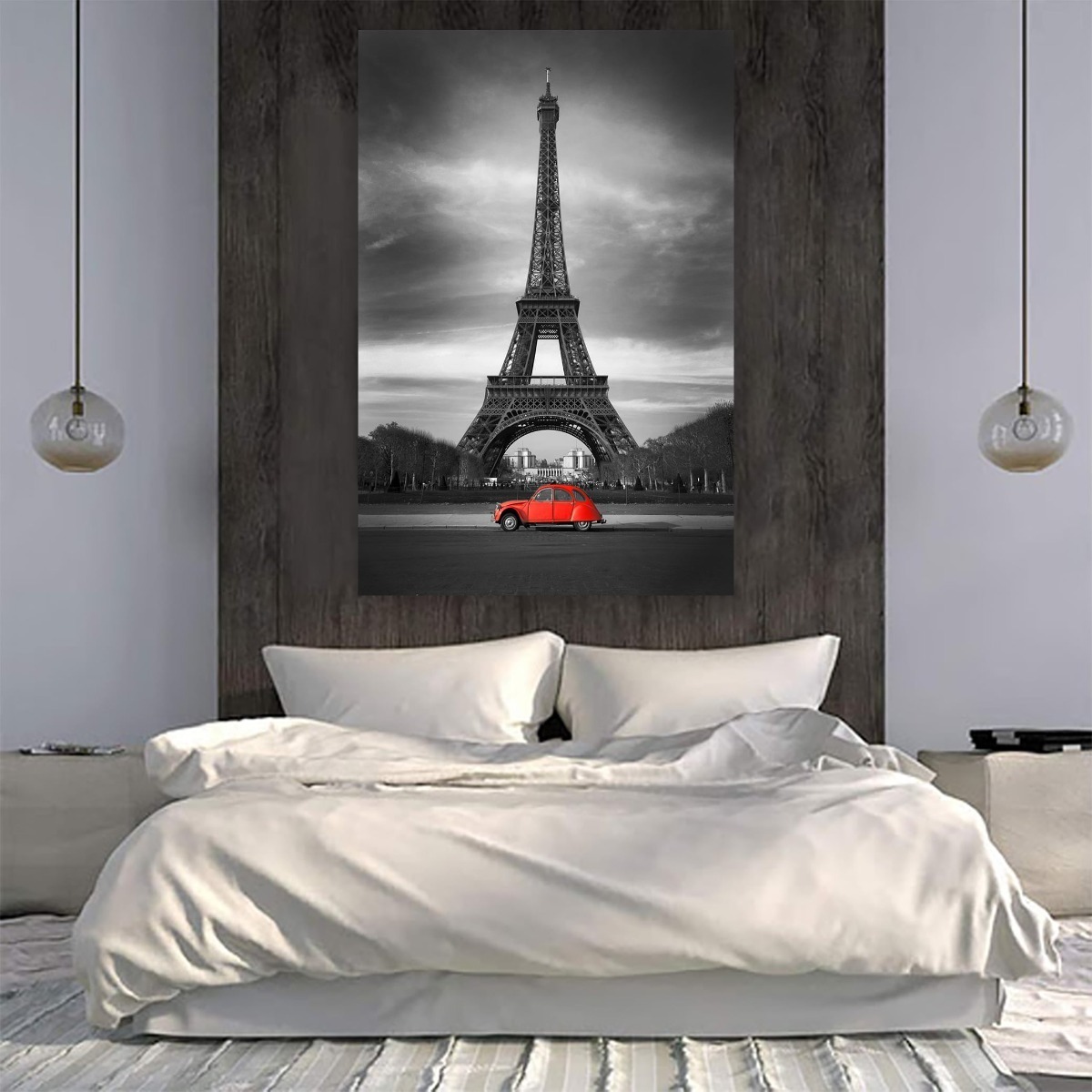 Foto 1 | Cuadro Paris Auto Rojo Canvas Hd Calidad De Galeria Grande