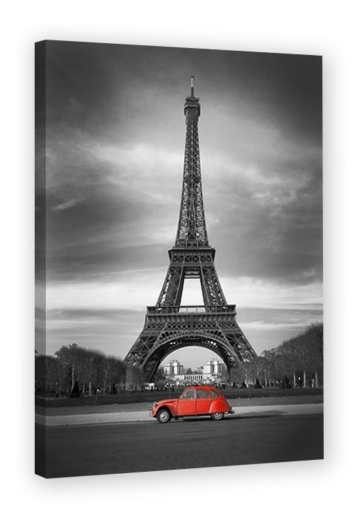 Foto 3 pulgar | Cuadro Paris Auto Rojo Canvas Hd Calidad De Galeria Grande