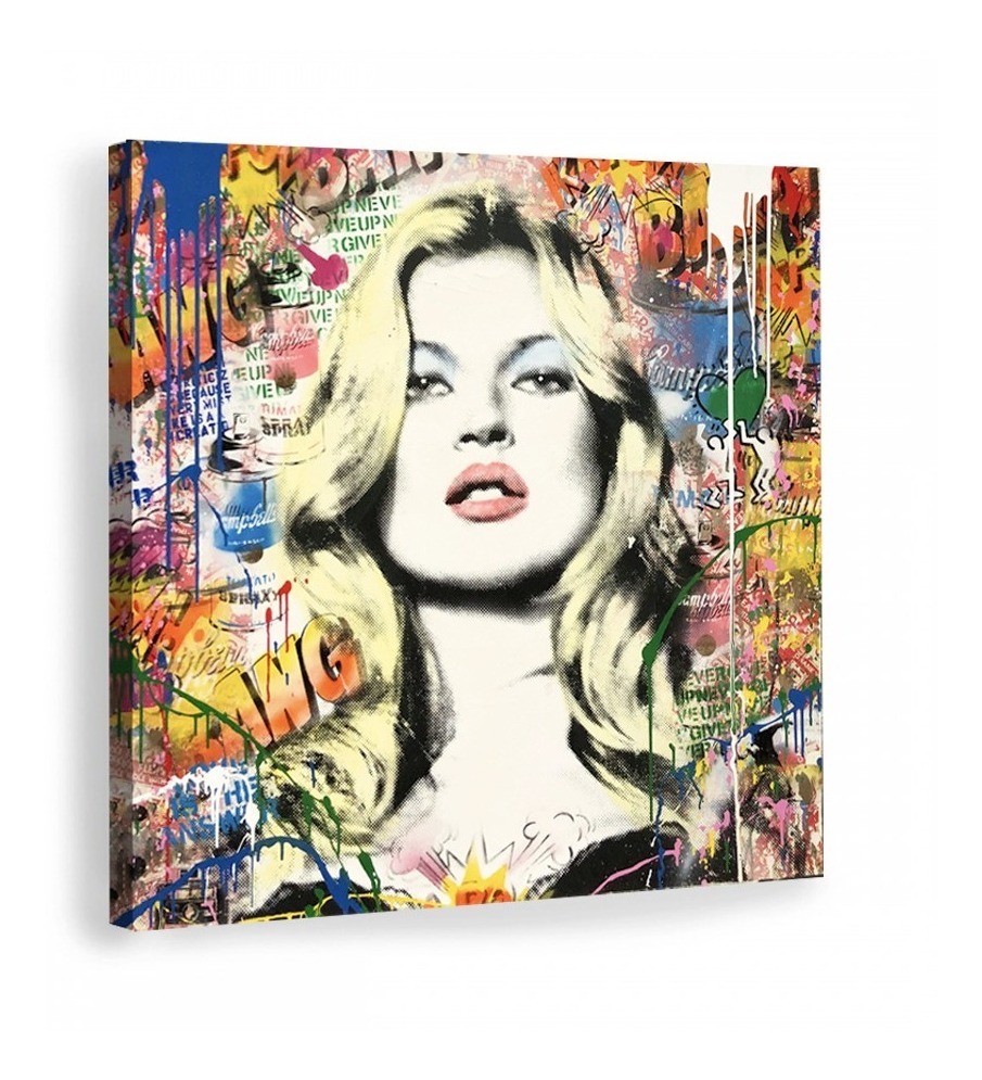 Foto 2 pulgar | Cuadro Canvas Grafitti Arte Banksy Brainwash Kate Moss