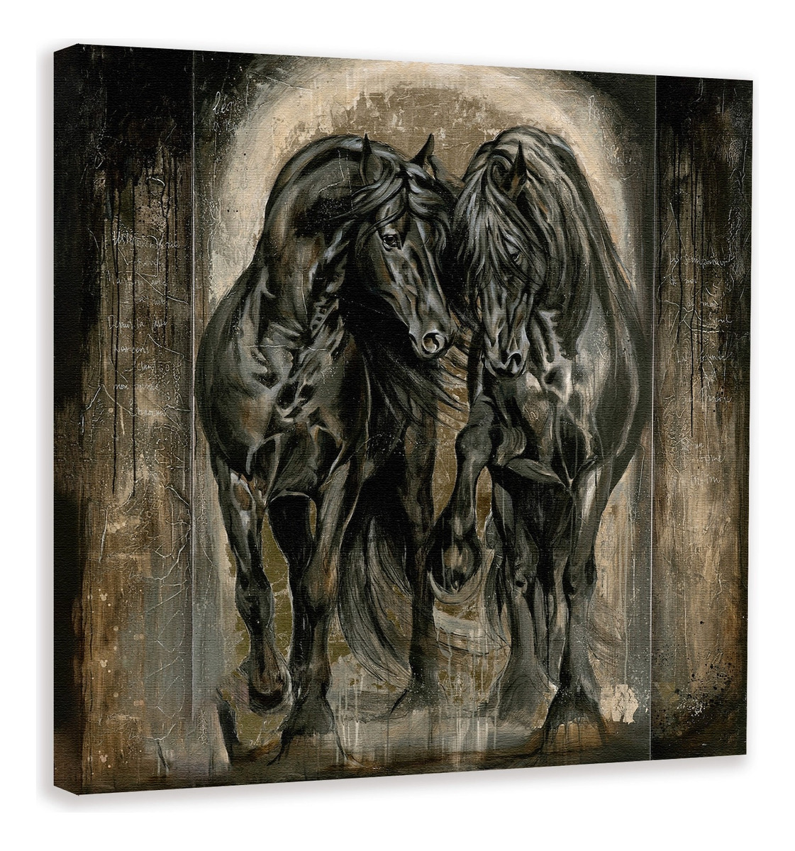 Foto 4 pulgar | Cuadro Pintura Caballos Moderno Estilo Oleo En Canvas