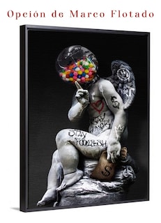 Foto 5 | Cuadro Estatua Ángel Moderno Graffiti Grande Canvas 140x90cm
