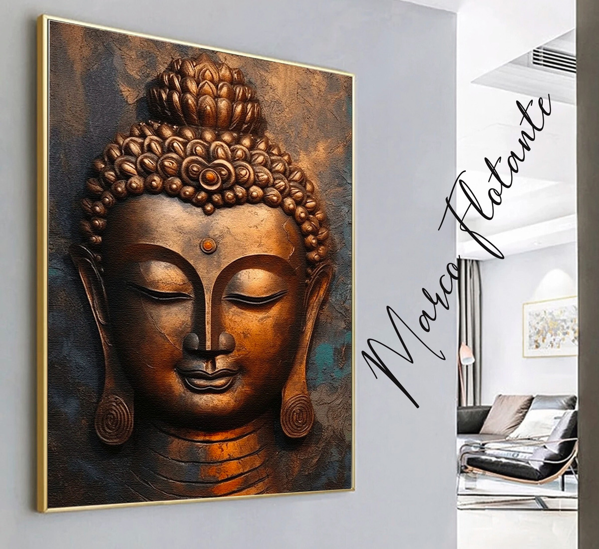 Foto 2 | Cuadro Decorativo Buda Om Dorado Canvas Premium Mate Hd
