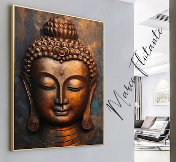 Foto 2 | Cuadro Decorativo Buda Om Dorado Canvas Premium Mate Hd