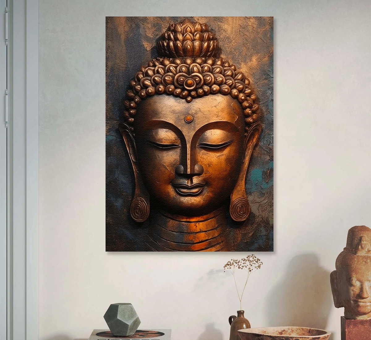 Foto 4 pulgar | Cuadro Decorativo Buda Om Dorado Canvas Premium Mate Hd