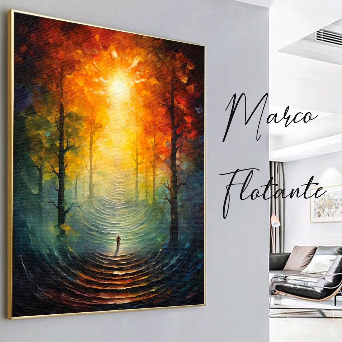Foto 2 | Cuadros Para Sala Estilo Oleo De Colores Modernos En Canvas Color Familia De Árboles Armazón Madera