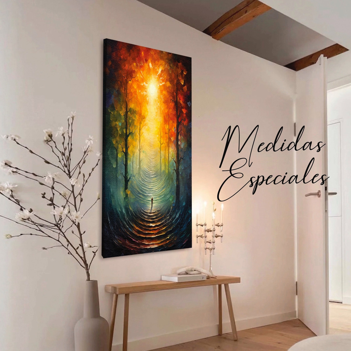Foto 4 pulgar | Cuadros Para Sala Estilo Oleo De Colores Modernos En Canvas Color Familia De Árboles Armazón Madera