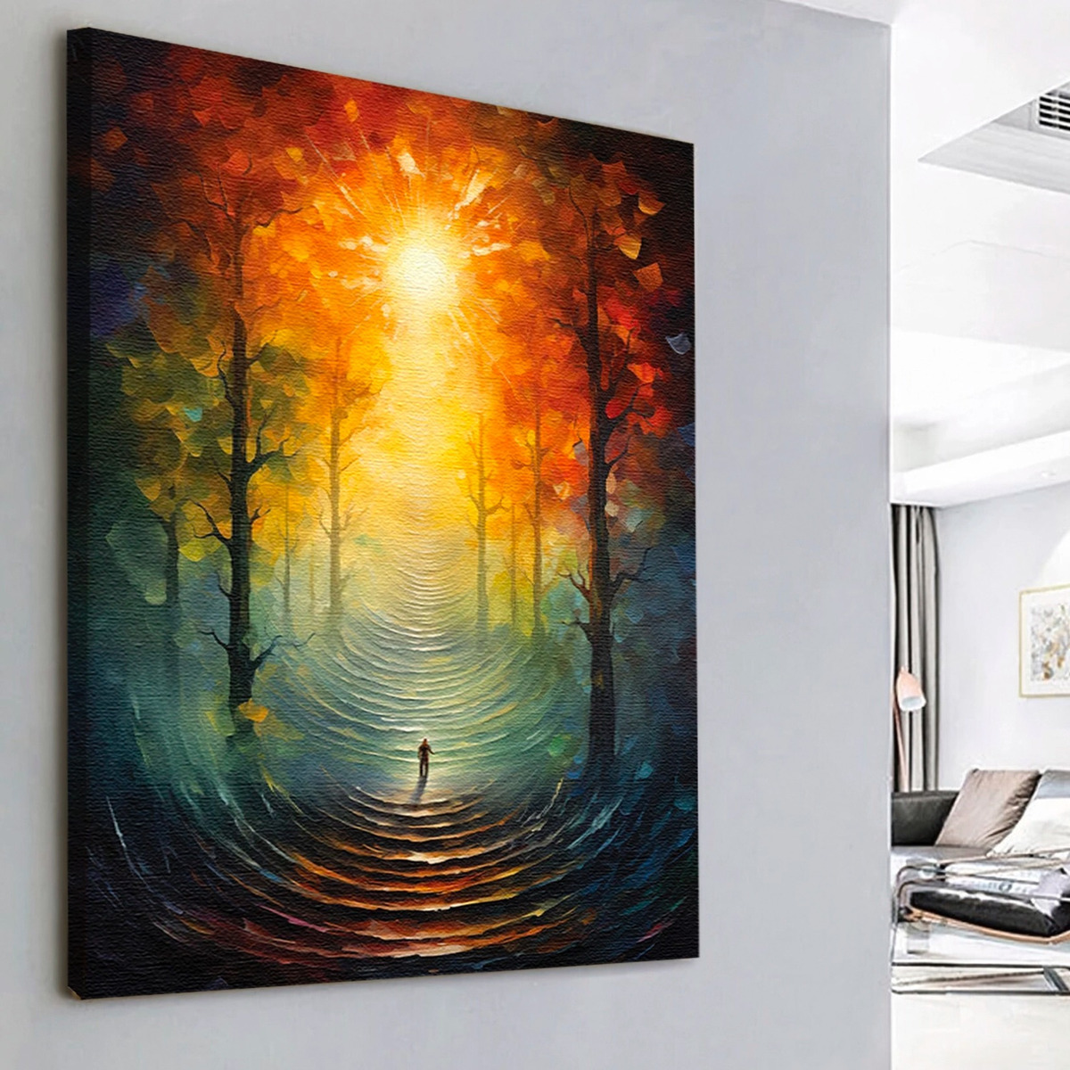 Foto 4 | Cuadros Para Sala Estilo Oleo De Colores Modernos En Canvas Color Familia De Árboles Armazón Madera